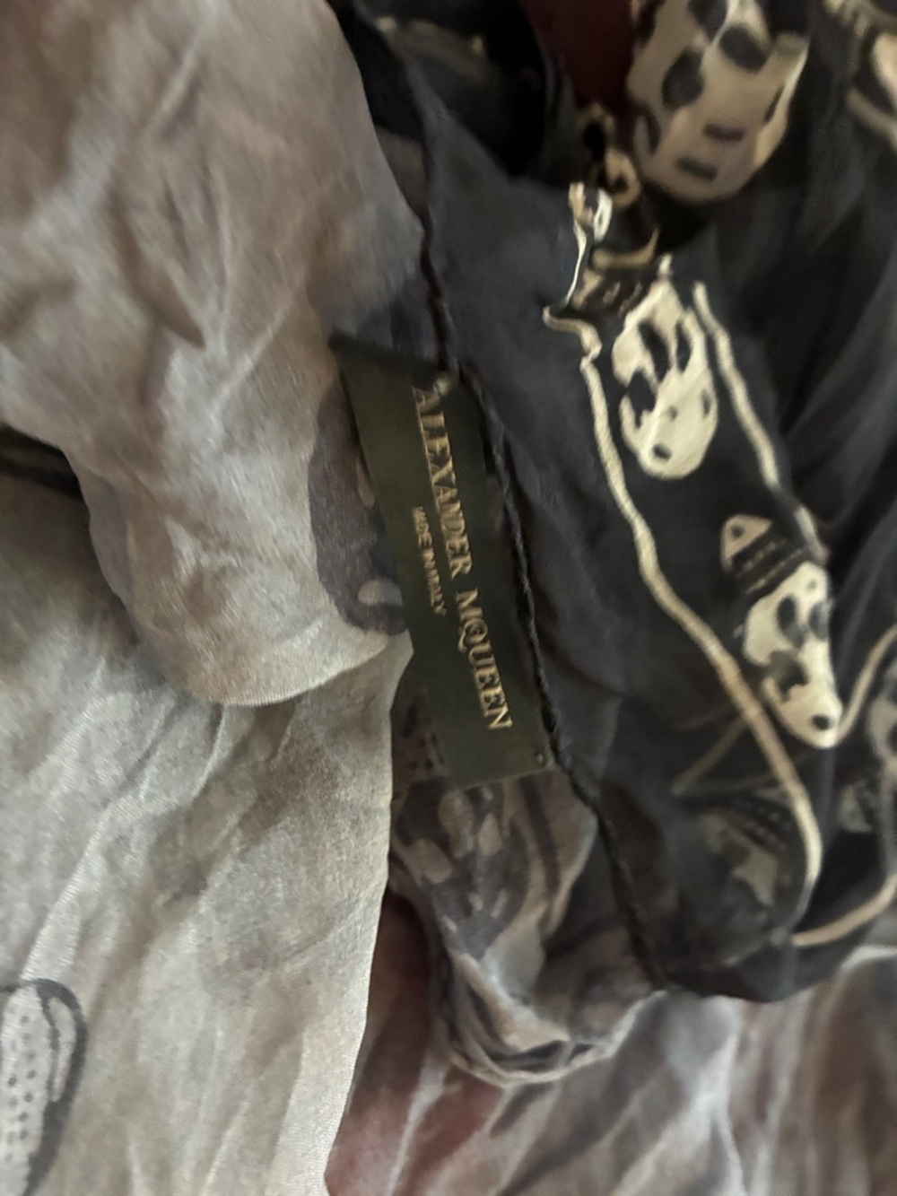 Alexander McQueen Black & White Skull Silk Scarf